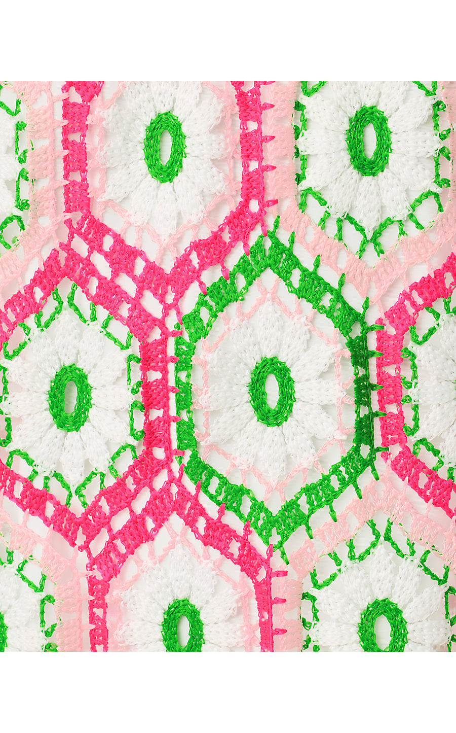 LEYLA SHIFT, CHERRY BLOSSOM PINK DAISY HEX CROCHET