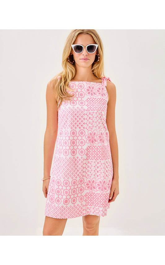 GERAD SHIFT, CONCH SHELL PINK PATCHWORK EYELET