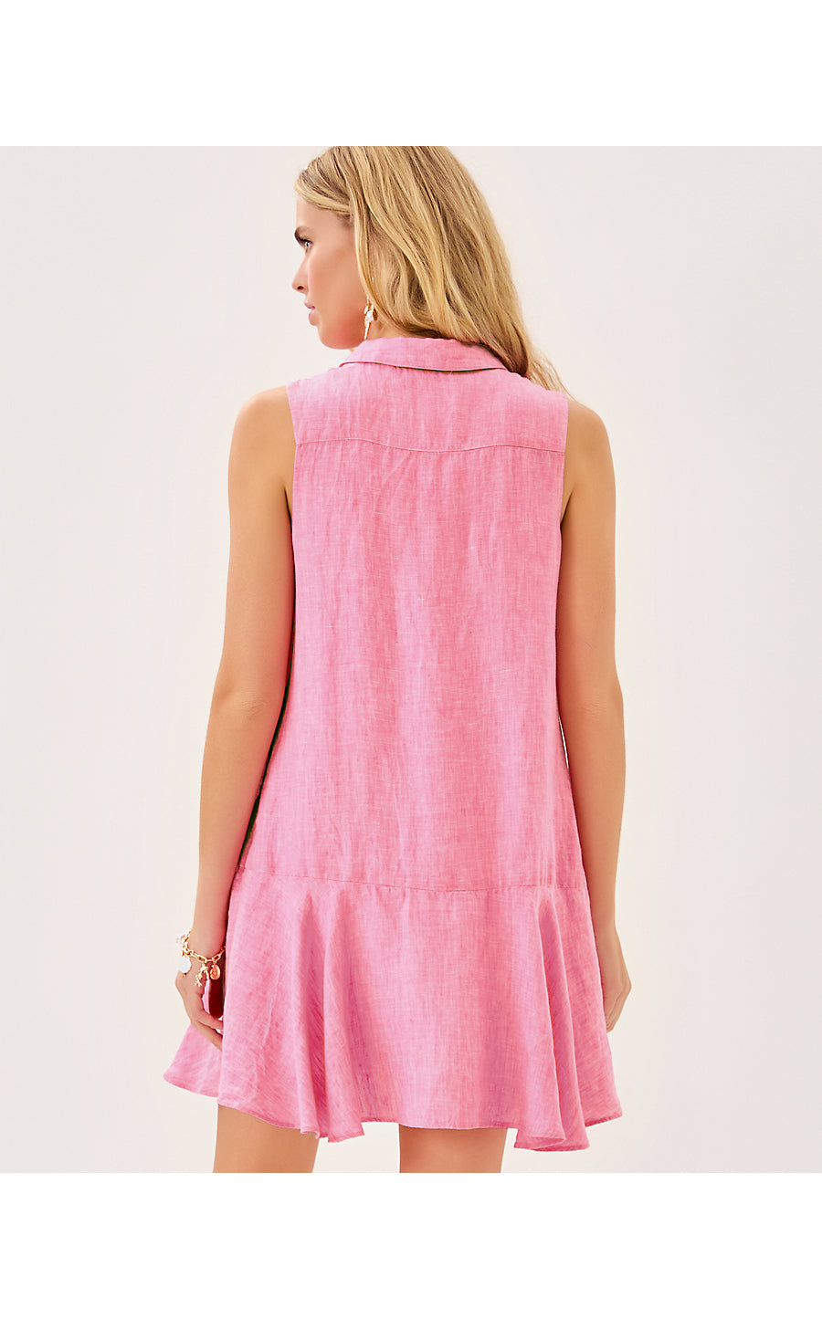 ELLOWYN LINEN DRESS, SUNKISSED PINK X RESORT WHITE