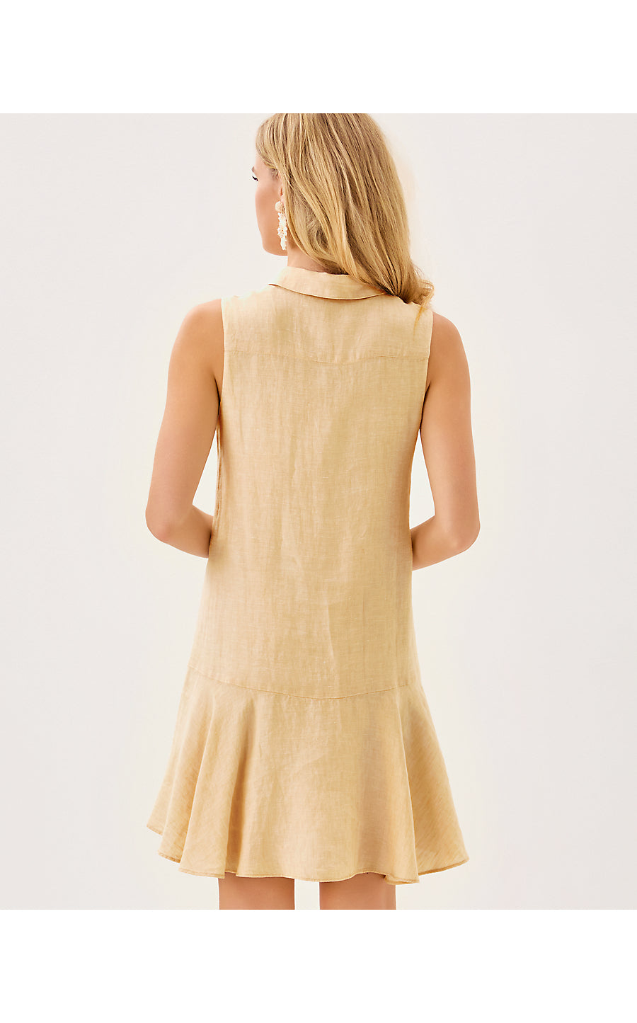 ELLOWYN LINEN DRESS, WICKER TAN X RESORT WHITE