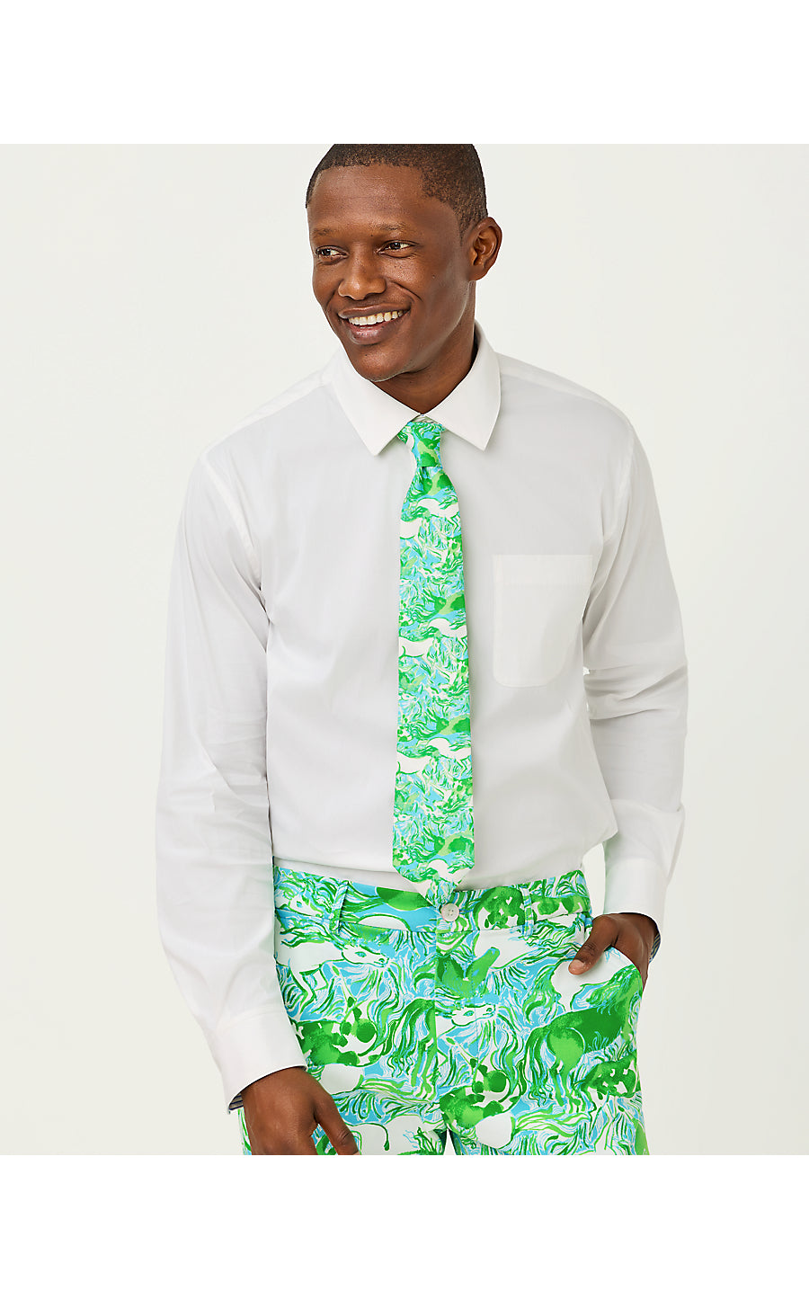 MENS STUFF TIE AND POCKET, CAPRI BLUE GALLOPING GALS MENS ACCESSORIES