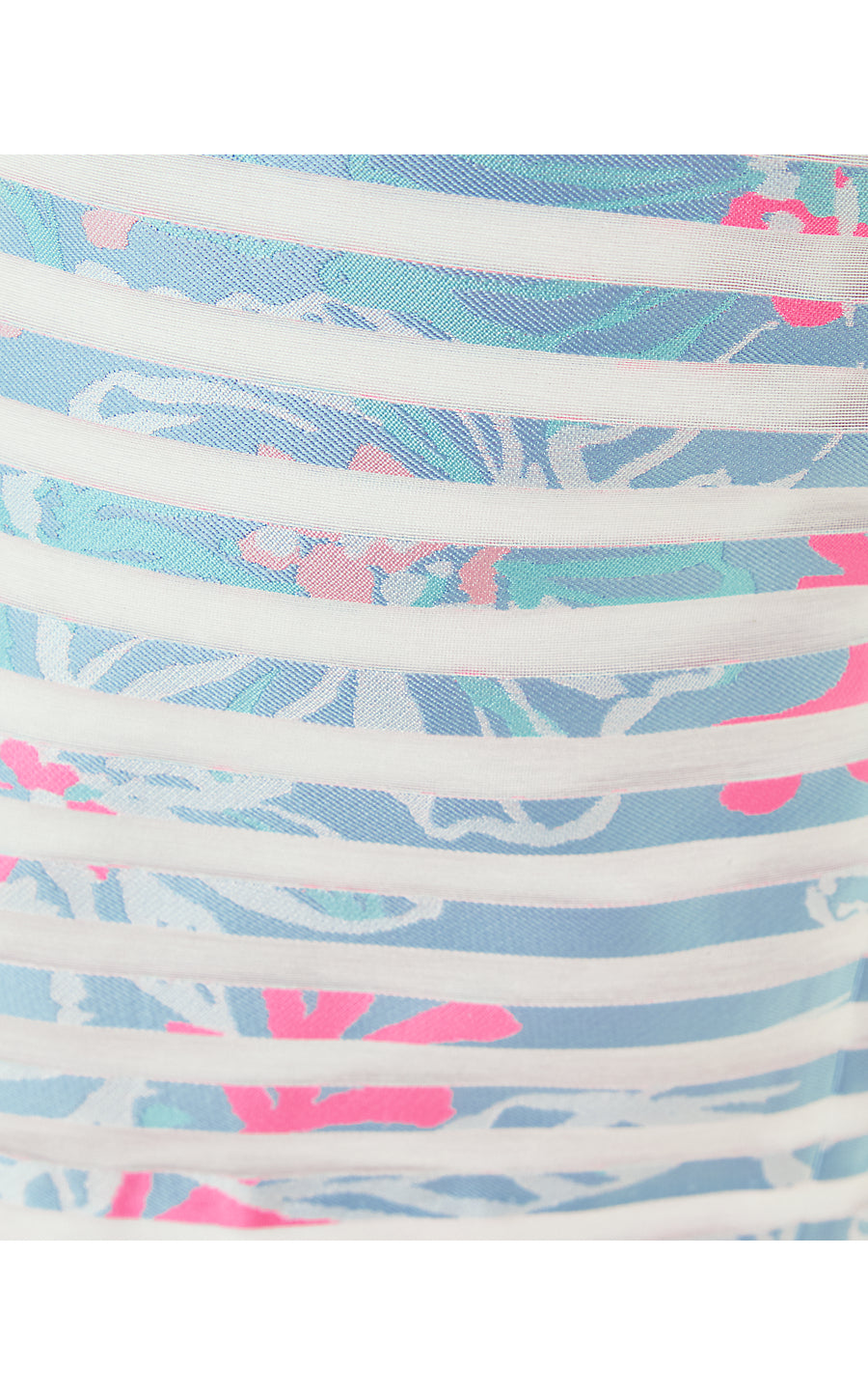 LAKEN SKIRTED ROMPER, BLUETTE FLORAL STRIPE WOVEN JACQUARD