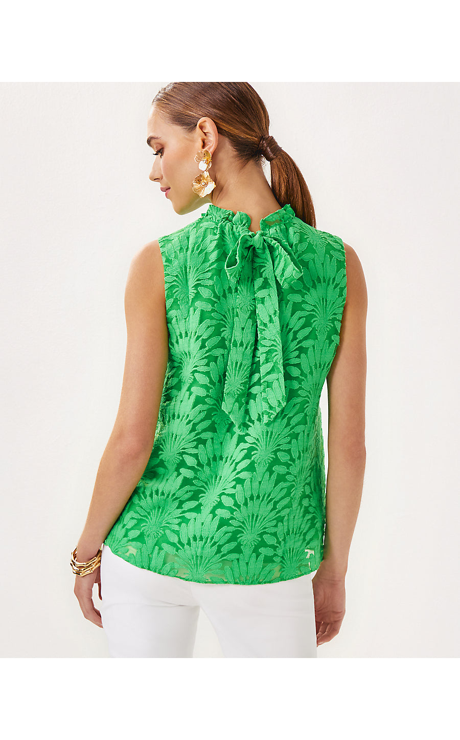 TOLYA TOP, FAUNA GREEN STACKED PALM BURNOUT