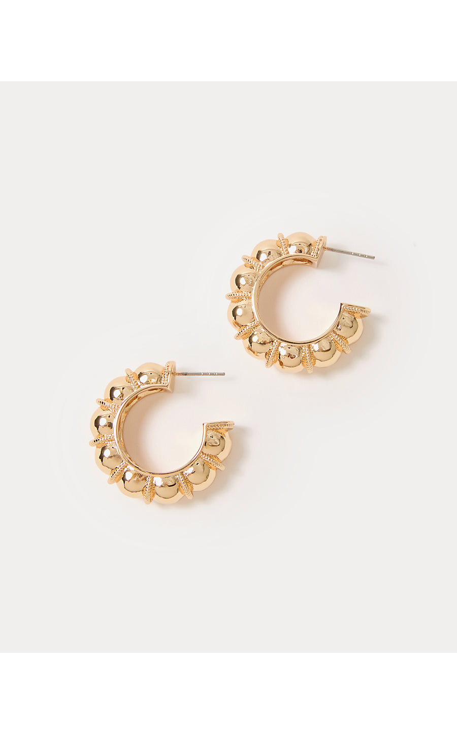 BRIGHT DELIGHT HOOP EARRINGS, GOLD METALLIC