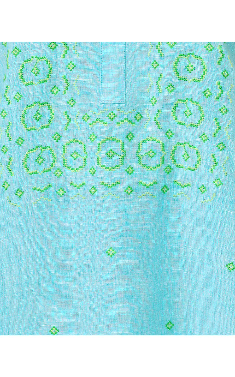 MIALEIGH ELBOW SLEEVE LINEN DRESS, CAPRI BLUE X RESORT WHITE