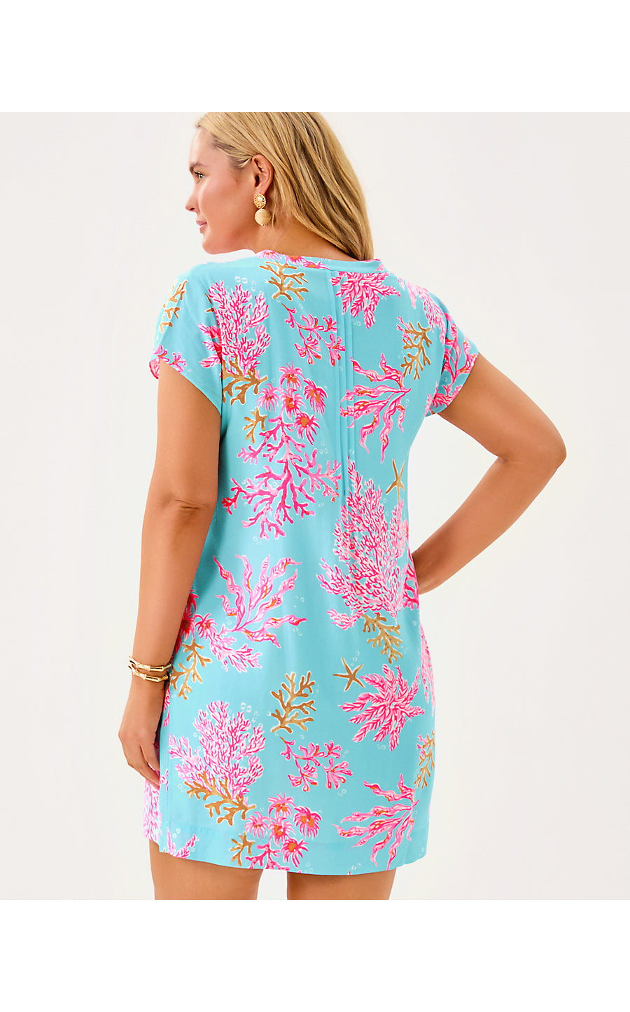 ANSELLA TUNIC DRESS, MULTI ROYAL CORAL