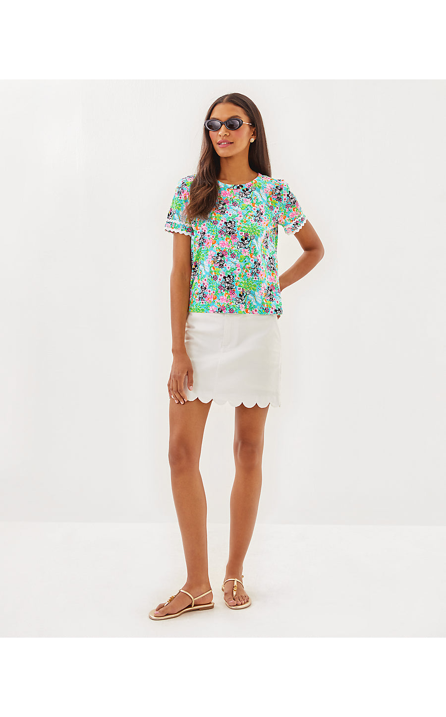 CLAIRMONT TRIMMED KNIT TOP, MULTI LILLY HEARTS DISNEY