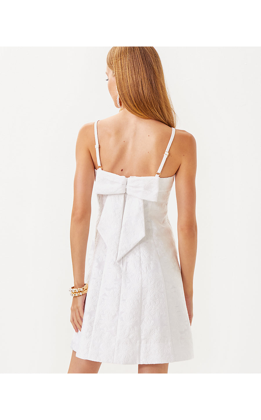 MARISSA DRESS, RESORT WHITE PEONY BLOOM ORGANZA JACQUARD