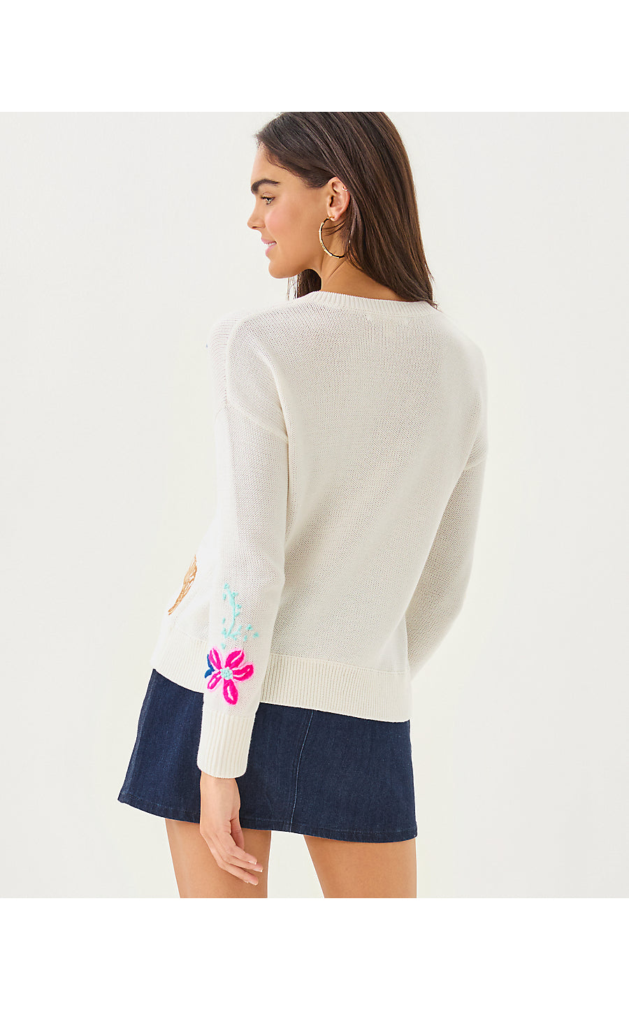 TENSLEY SWEATER, COCONUT ENDLESS SUMMER EMBROIDERY