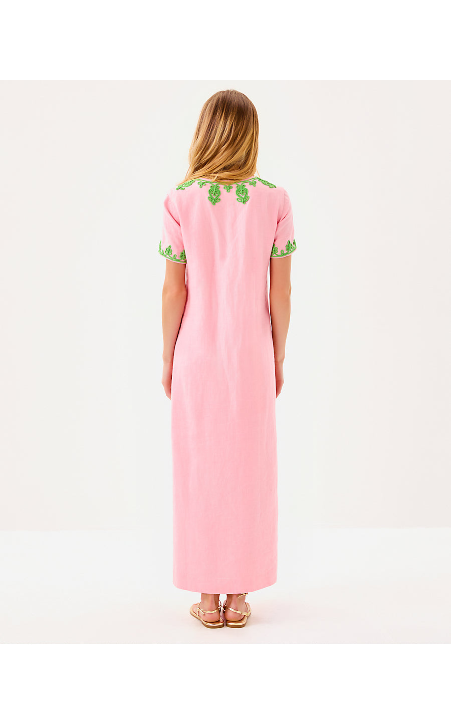 ARIELLA LINEN MAXI DRESS, CONCH SHELL PINK
