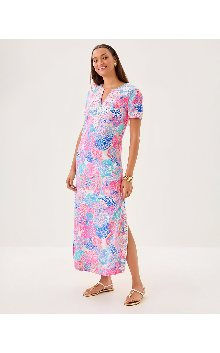 ARIELLA LINEN MAXI DRESS, MULTI ROAR OF THE SEAS