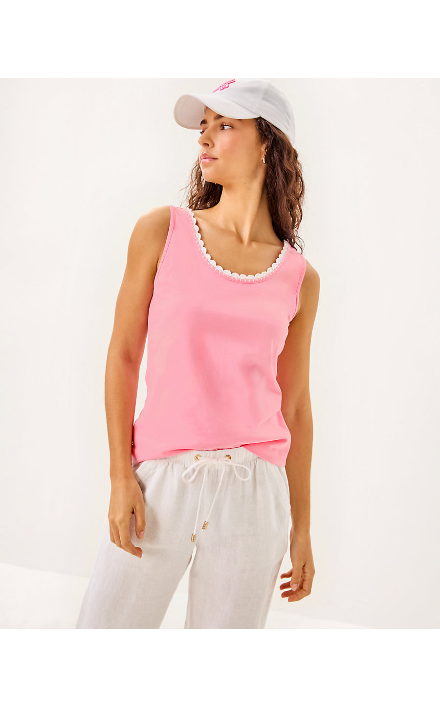GABBIE CROCHET TRIMMED KNIT TOP, CONCH SHELL PINK