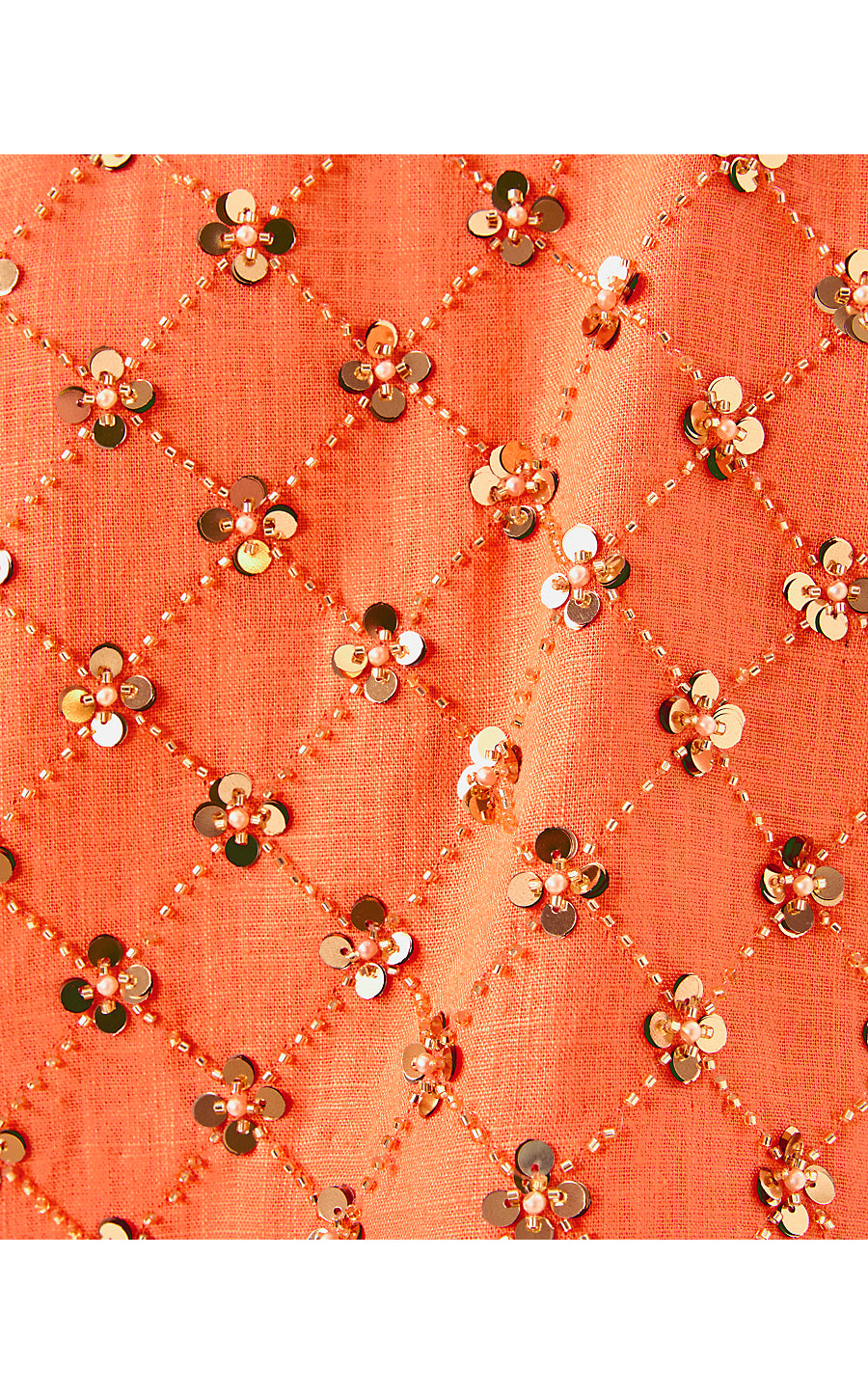 LATHAN SLEEVELESS CROPPED TOP, PAPAYA BEADED SEQUIN EMBELLISHED SEQUIN BLEND