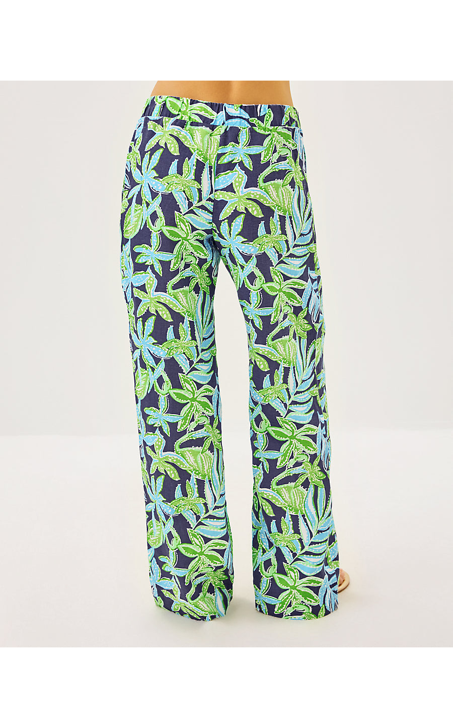 DAYLEN LINEN PALAZZO PANT, SAPPHIRE POOL TROPICAL TANGO
