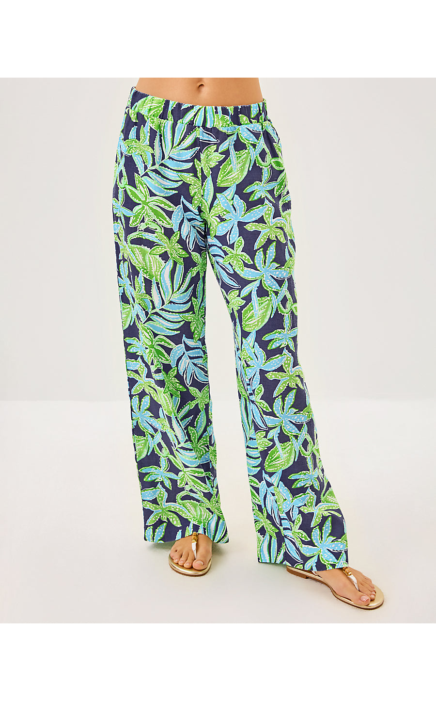 DAYLEN LINEN PALAZZO PANT, SAPPHIRE POOL TROPICAL TANGO