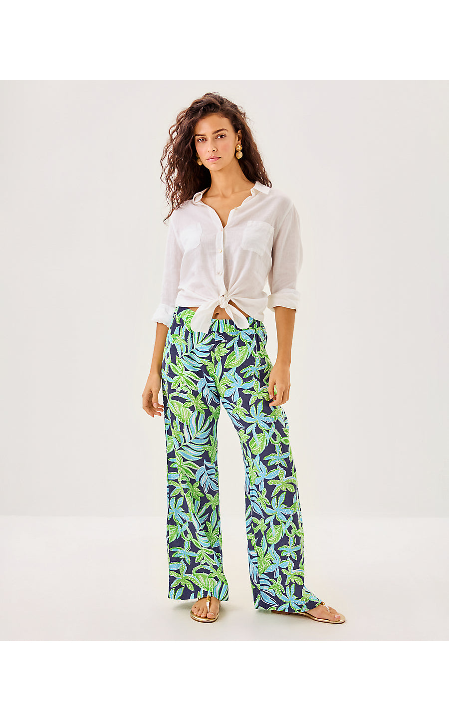 DAYLEN LINEN PALAZZO PANT, SAPPHIRE POOL TROPICAL TANGO