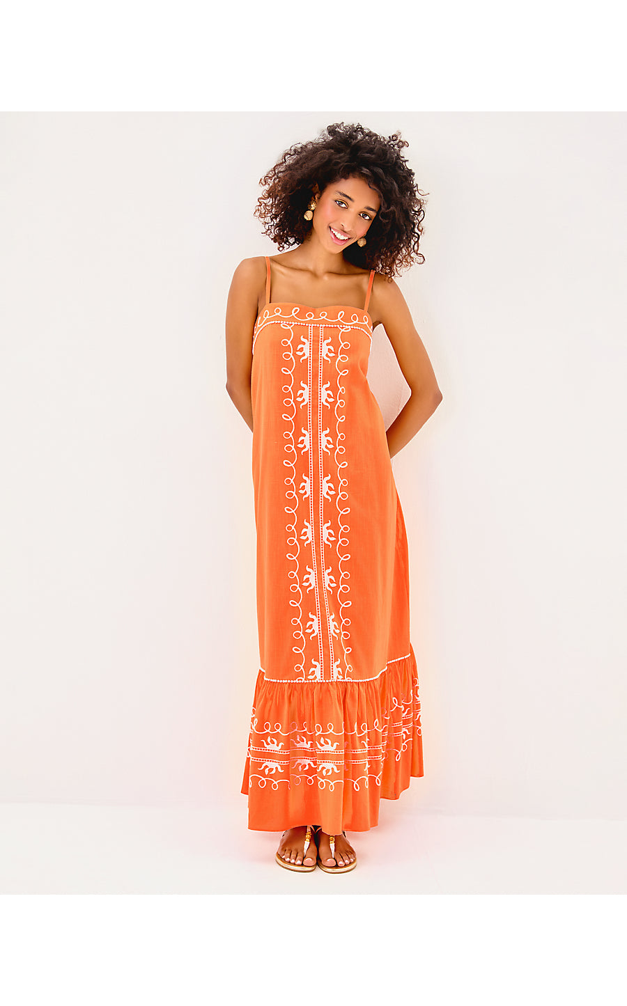 ROZALIE MAXI DRESS, PAPAYA FROND FANTASY EMBROIDERY