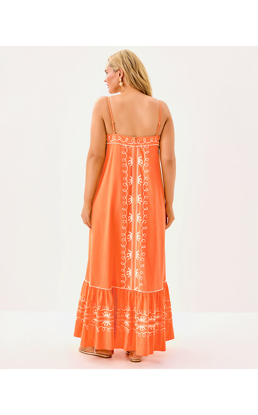 ROZALIE MAXI DRESS, PAPAYA FROND FANTASY EMBROIDERY