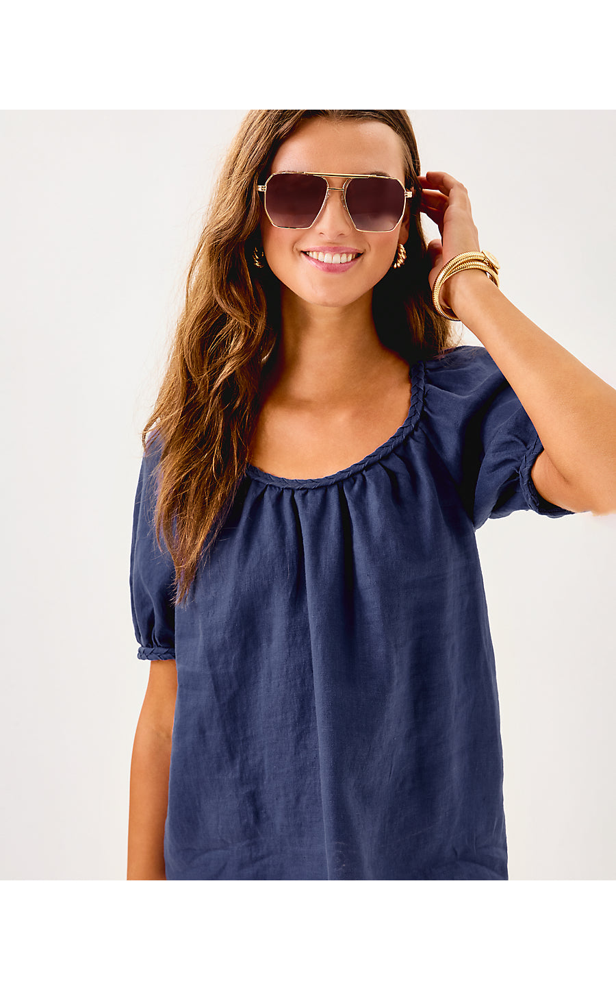 CALAIS SHORT SLEEVE TOP, SAPPHIRE POOL