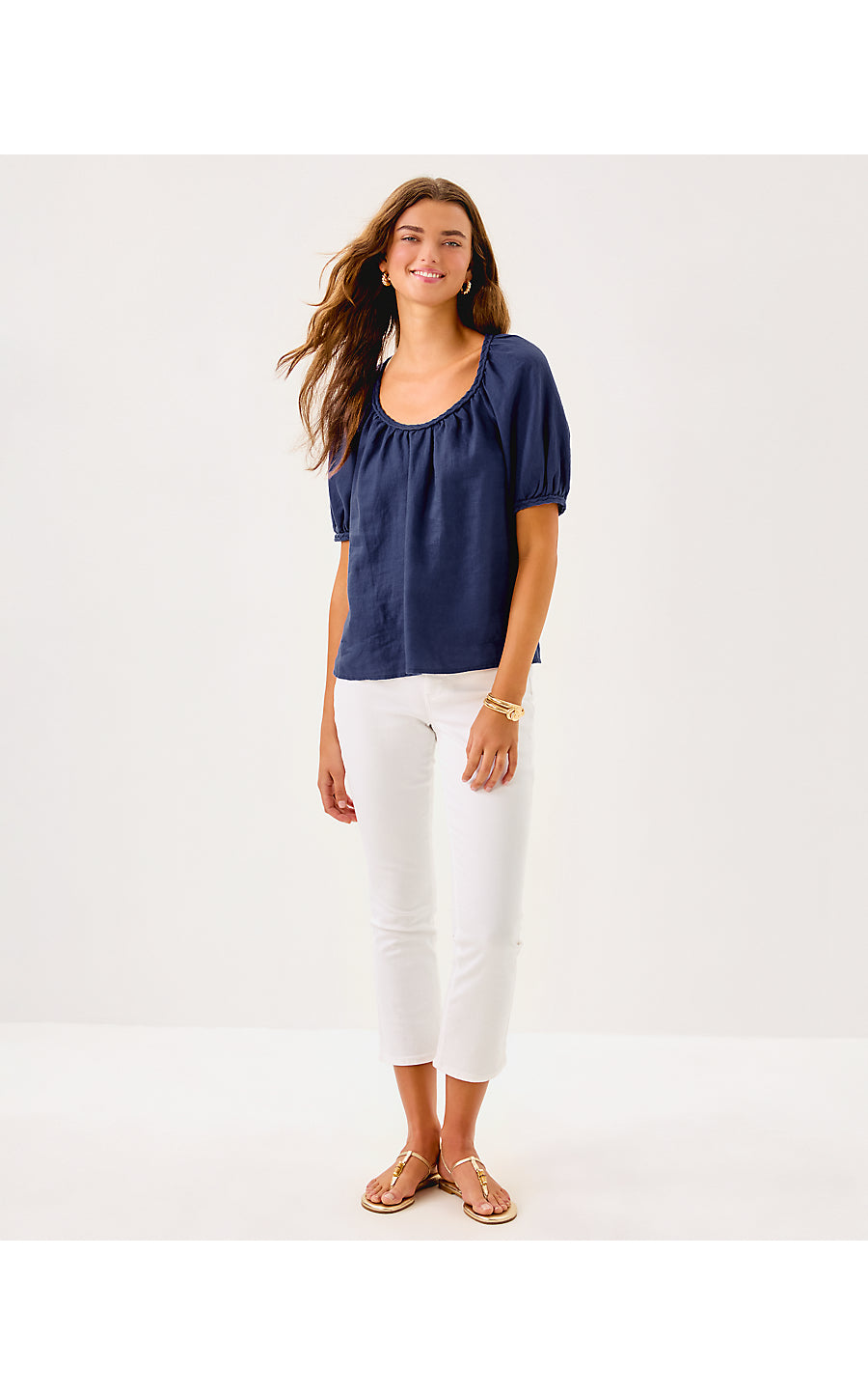 CALAIS SHORT SLEEVE TOP, SAPPHIRE POOL