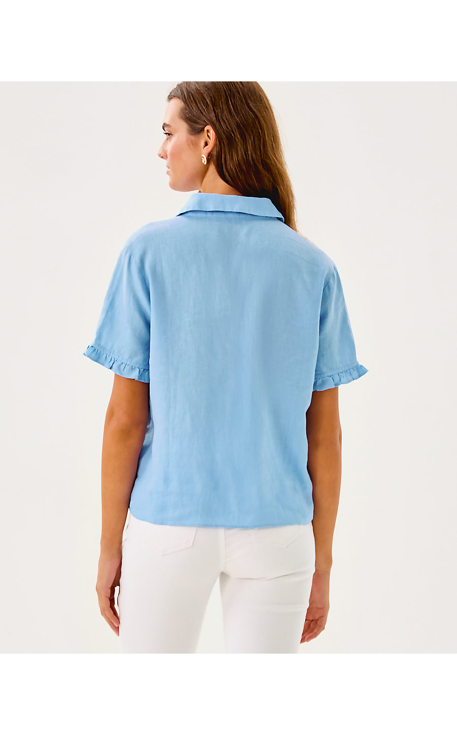 CARDEN RUFFLE TOP, JACARANDA BLUE