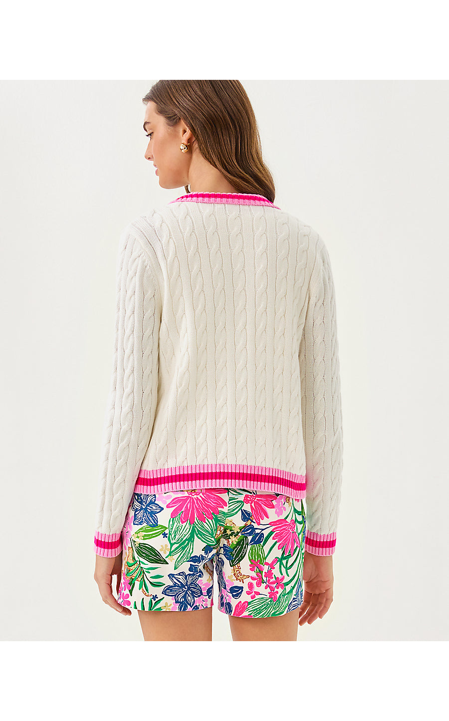 BROCKTON POLO CARDIGAN, COCONUT X PINK BLISS TIPPING