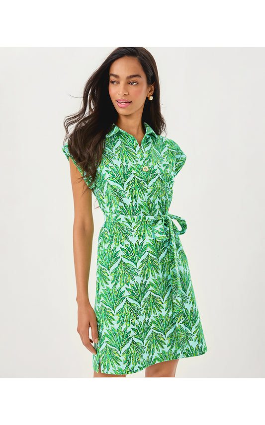 EMERSYN DRESS, KITTS GREEN CROSSGRAIN SHADY BABE