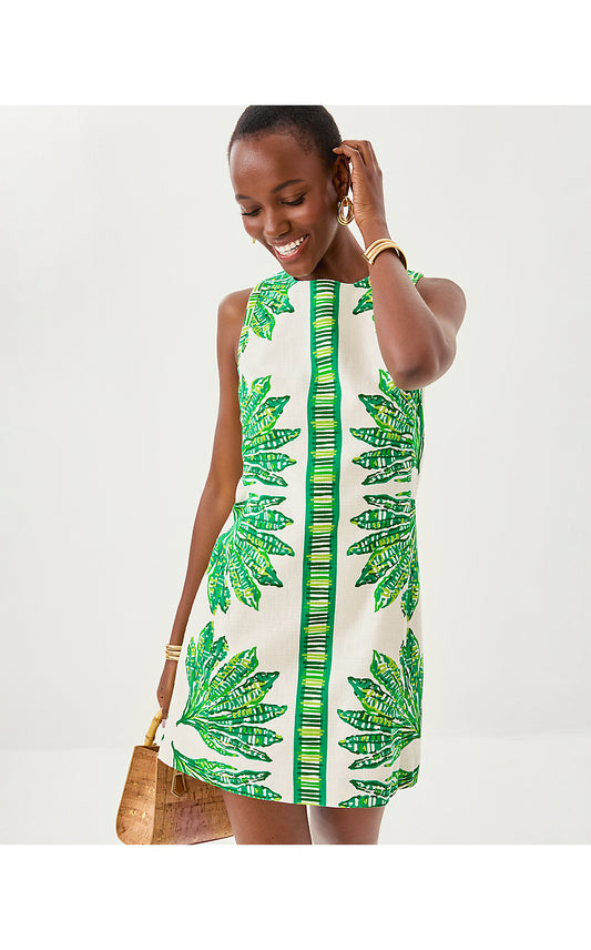 DEVYN STRETCH SHIFT, KITTS GREEN SHADY BABE ENGINEERED WOVEN DRESS