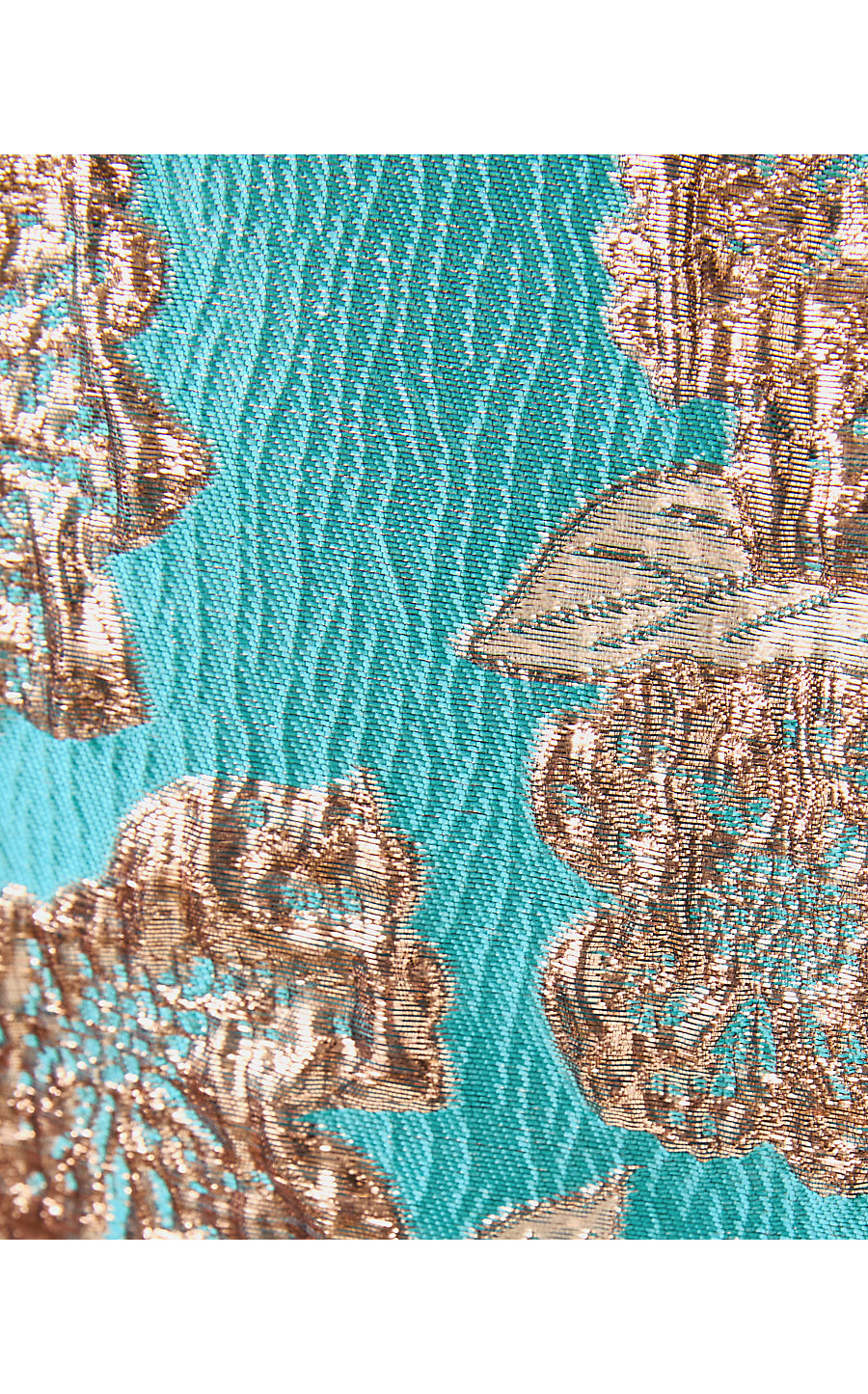 ANNALEESE SLEEVELESS CROPPED TOP, TANGIER TEAL FLORAL FLING METALLIC JACQUARD