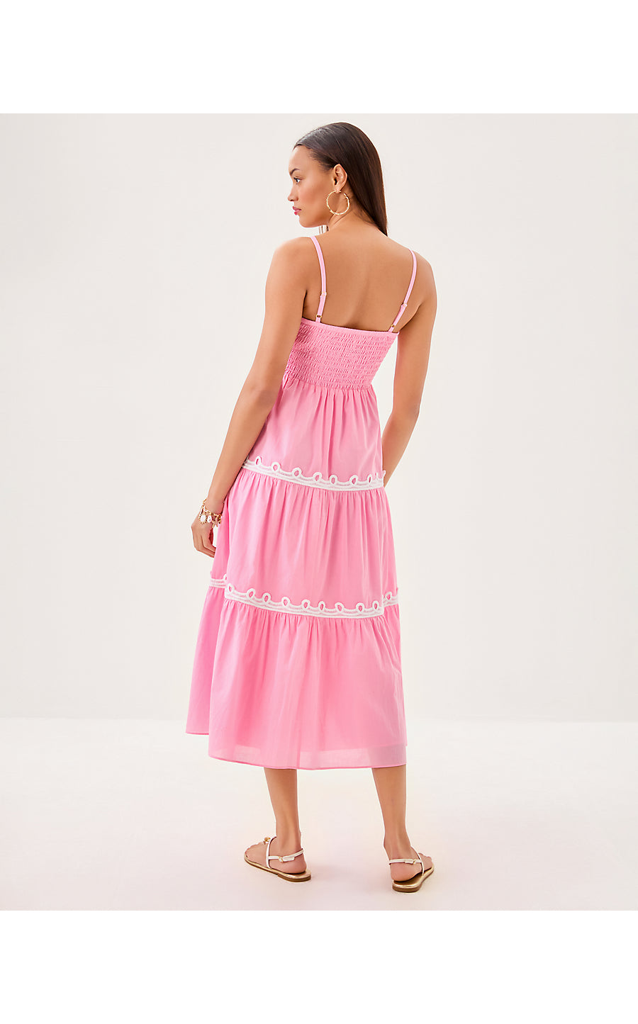 ZANNA COTTON MIDI DRESS, CONCH SHELL PINK