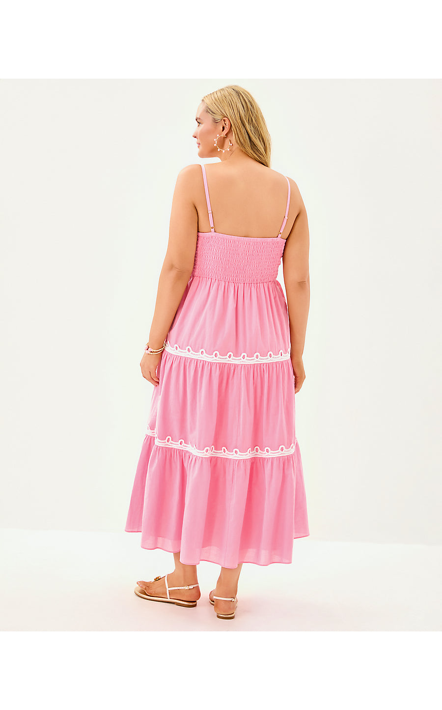 ZANNA COTTON MIDI DRESS, CONCH SHELL PINK