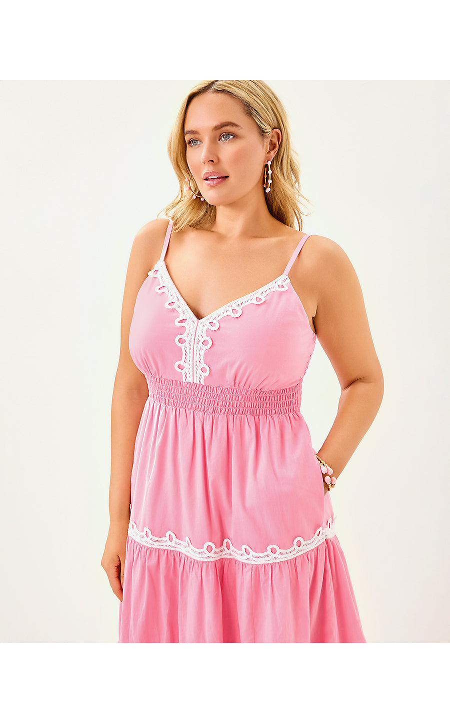 ZANNA COTTON MIDI DRESS, CONCH SHELL PINK