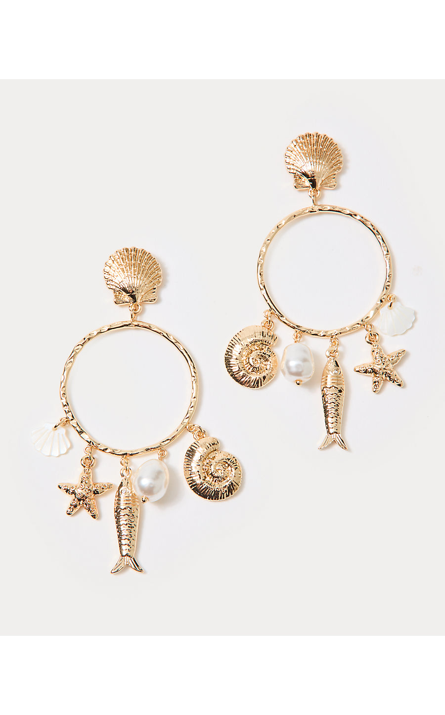 SUMMER SERENADE CHARM HOOP EARRINGS, GOLD METALLIC