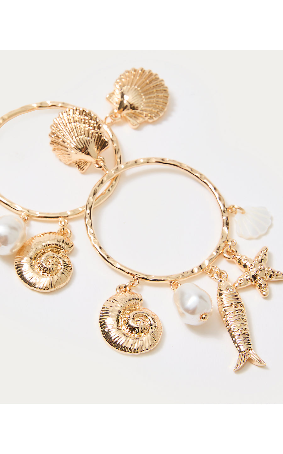 SUMMER SERENADE CHARM HOOP EARRINGS, GOLD METALLIC