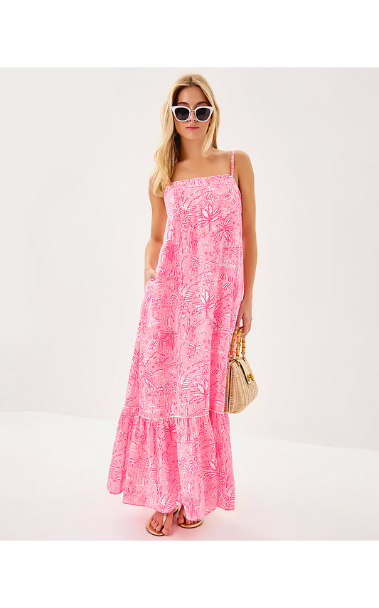ROZALIE LINEN MAXI DRESS, CONCH SHELL PINK PENNYS PLAYGROUND
