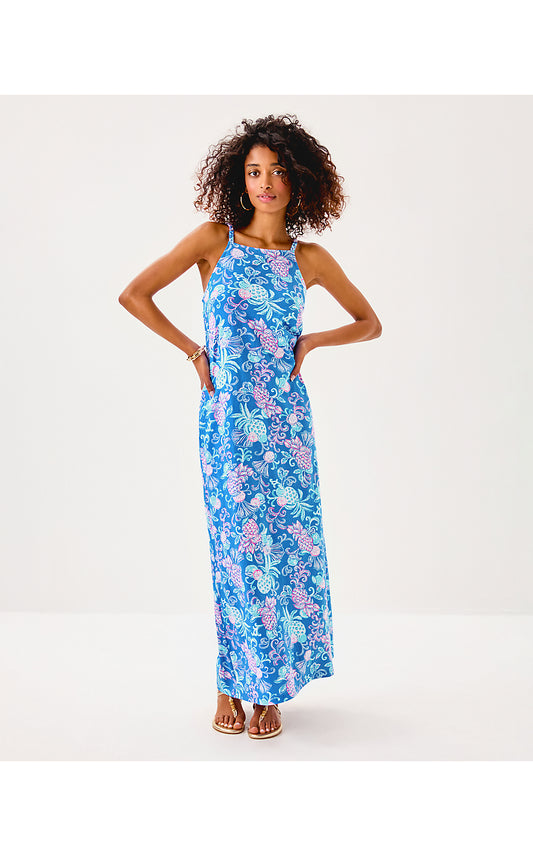 KYLEIGH MAXI DRESS, SUNWASHED BLUE CITRUS CRUSH