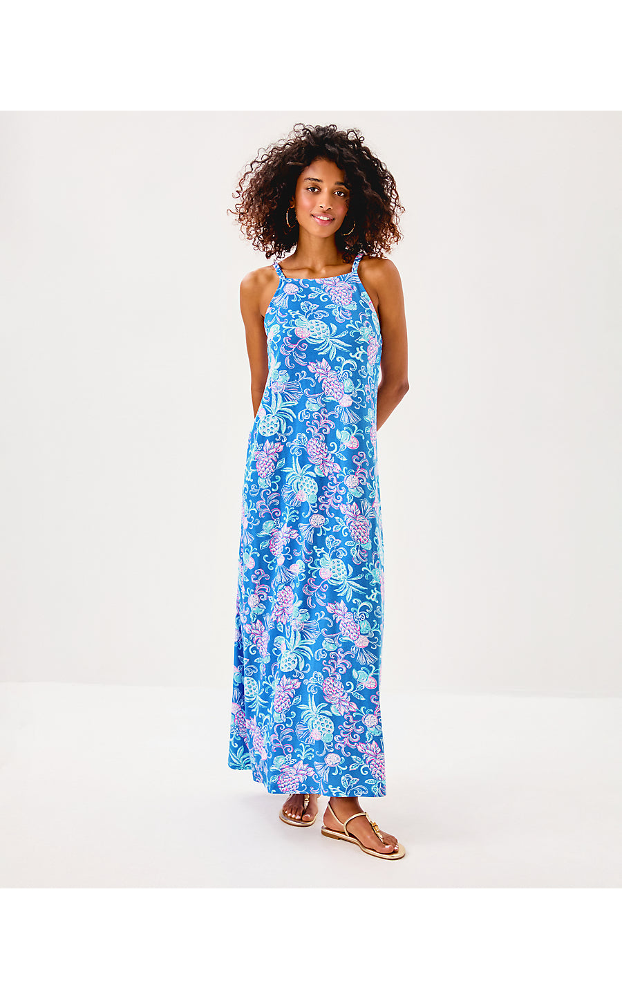 KYLEIGH MAXI DRESS, SUNWASHED BLUE CITRUS CRUSH