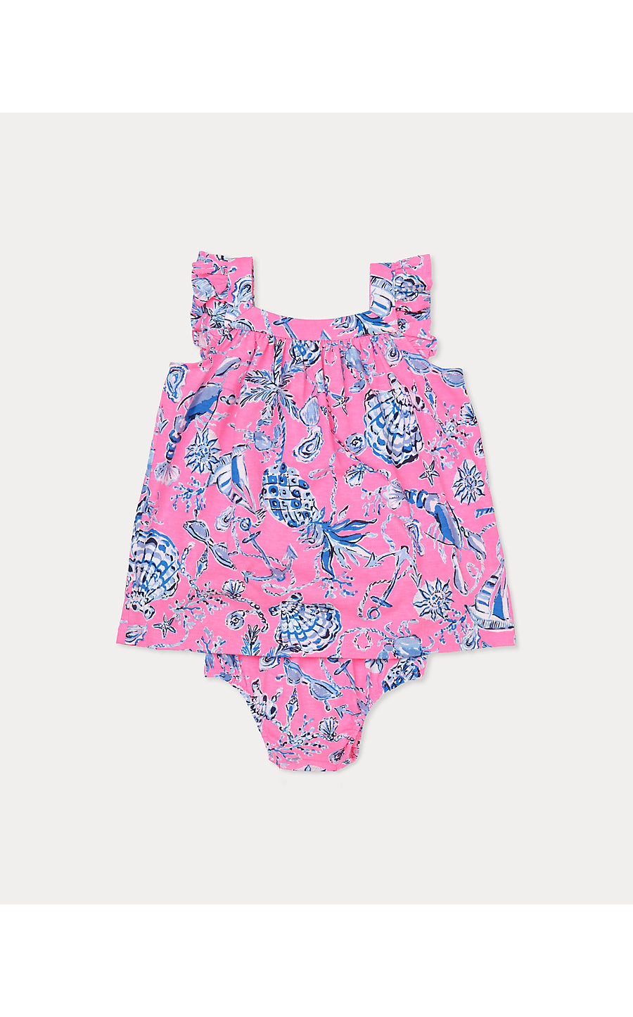 PLUMERIA INFANT DRESS, ROUSSEAU PINK BAREFOOT BEACHCOMBERS