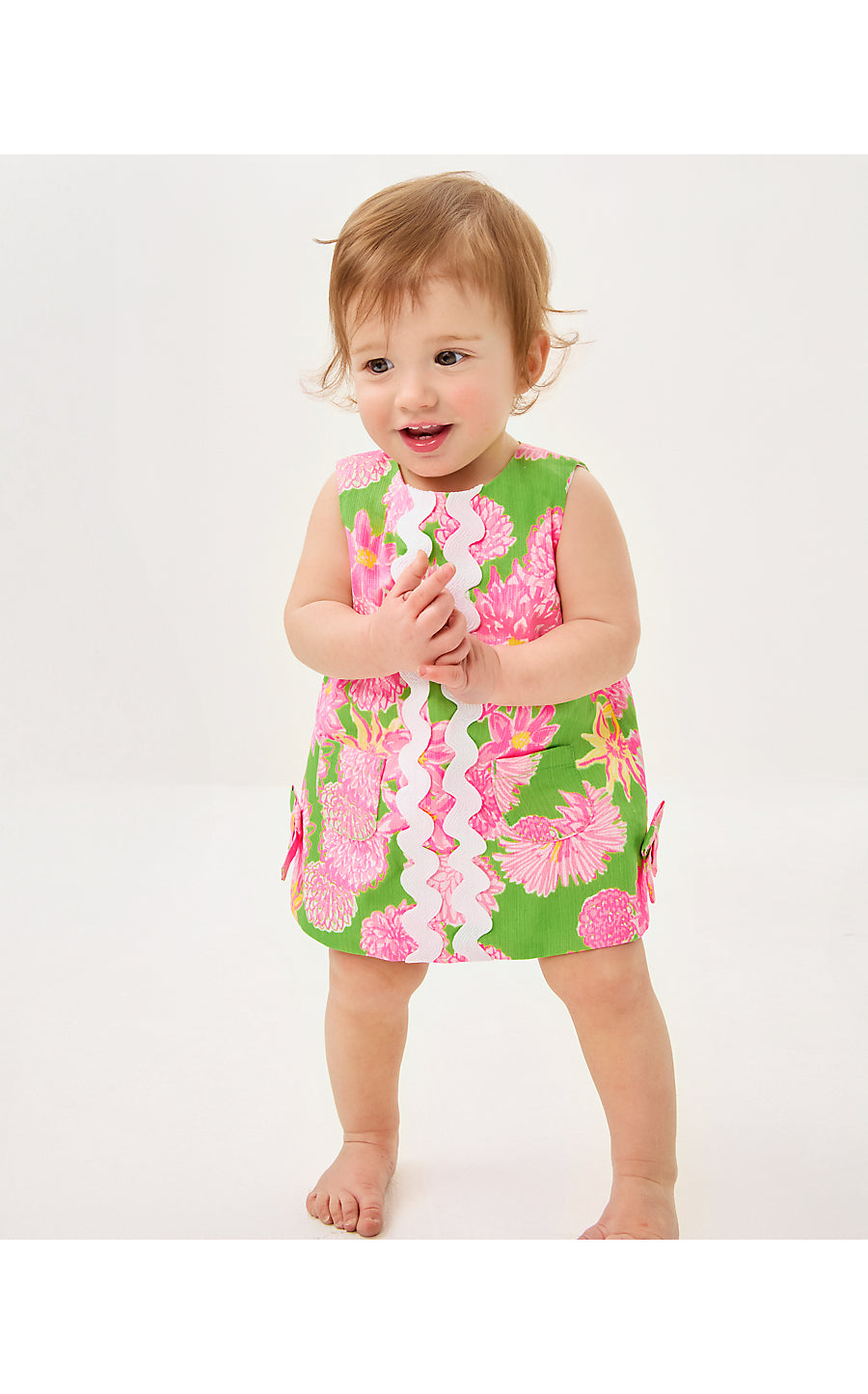 BABY LILLY SHIFT, MULTI SEASIDE GARDEN OVERPRINT