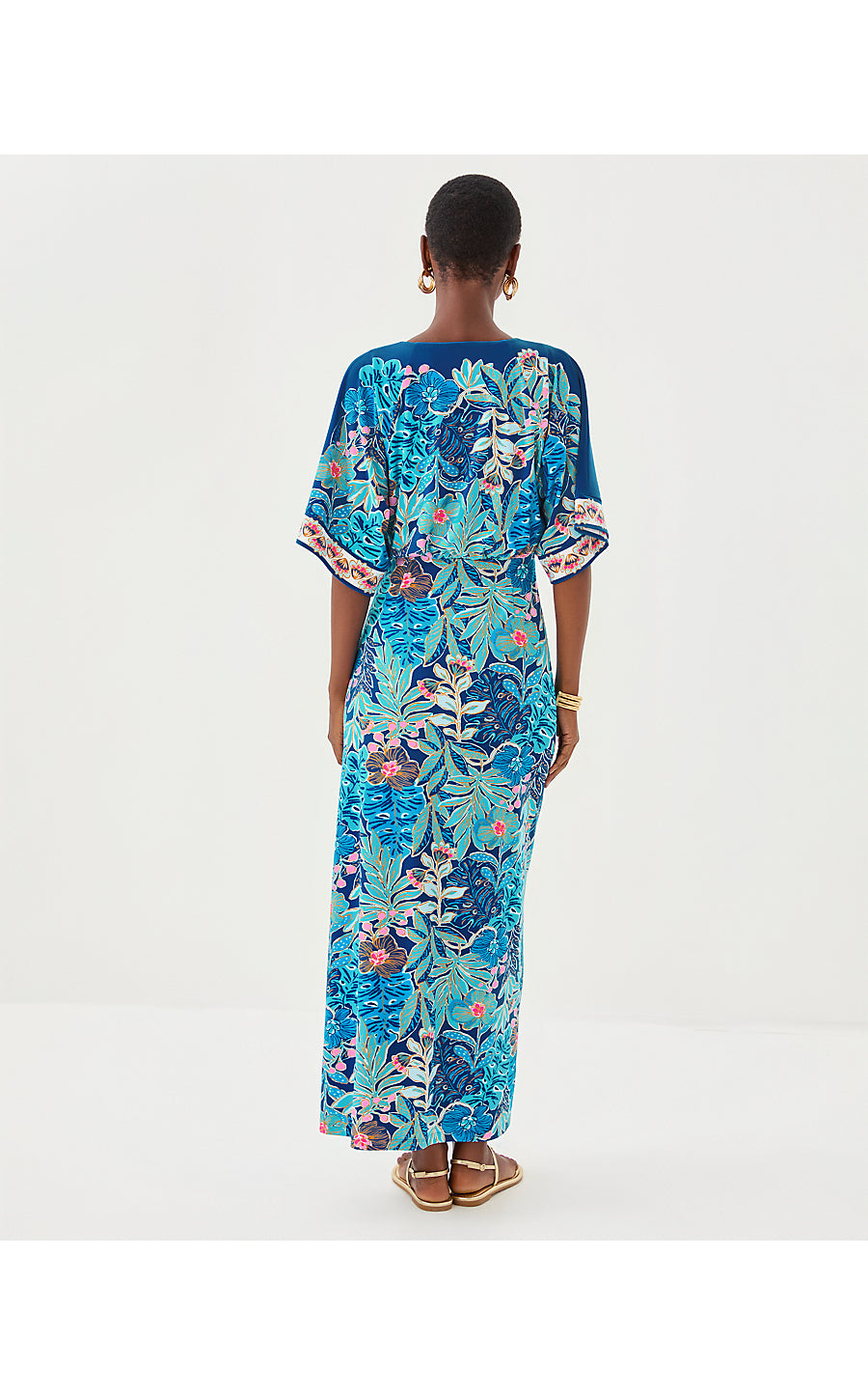 ADALYN MAXI DRESS, STARLIGHT NAVY BEST FRONDS FOREVER ENGINEERED KNIT MAXI