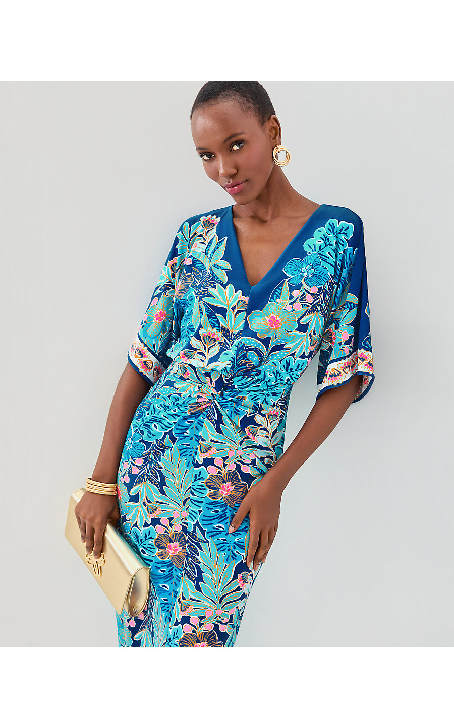 ADALYN MAXI DRESS, STARLIGHT NAVY BEST FRONDS FOREVER ENGINEERED KNIT MAXI