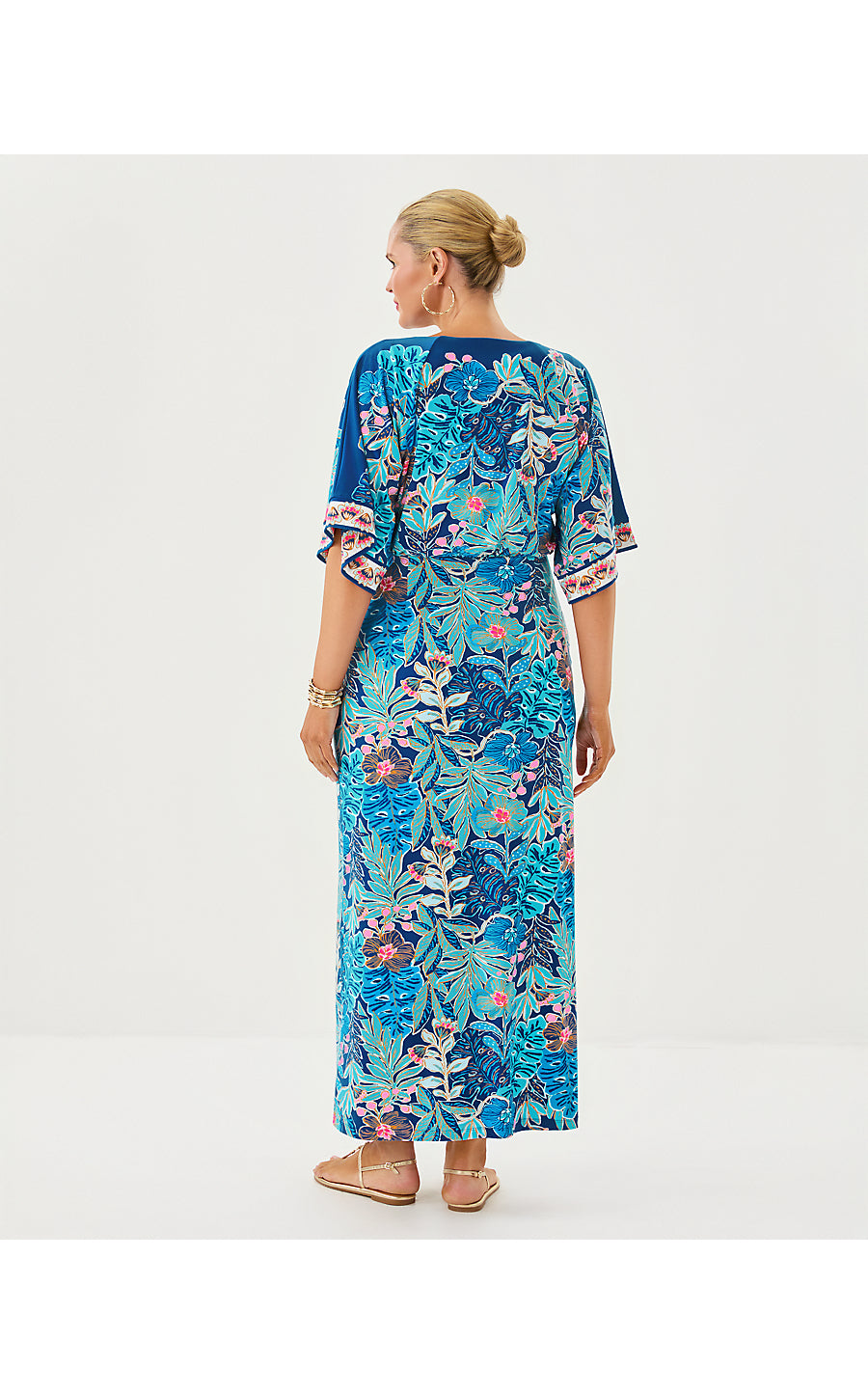 ADALYN MAXI DRESS, STARLIGHT NAVY BEST FRONDS FOREVER ENGINEERED KNIT MAXI