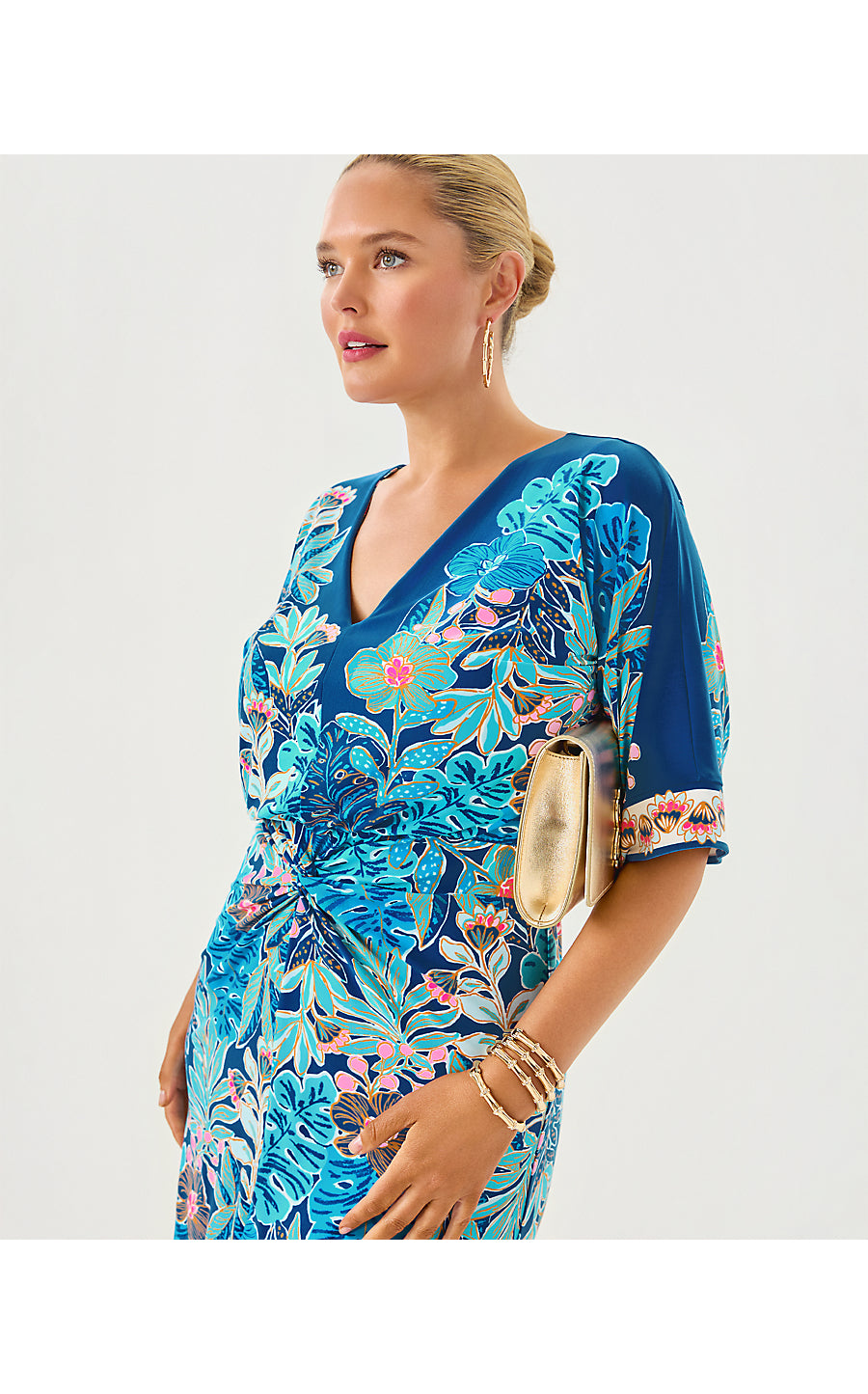 ADALYN MAXI DRESS, STARLIGHT NAVY BEST FRONDS FOREVER ENGINEERED KNIT MAXI