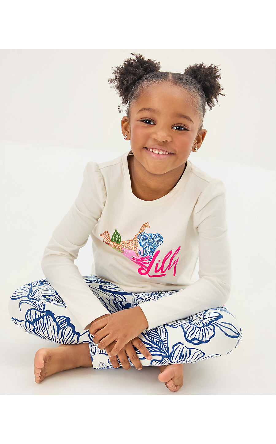 MINI JANSEN LONG SLEEVED DRESS, MULTI ENDLESS ANIMALS SUMMER GRAPHIC CHILDRENS