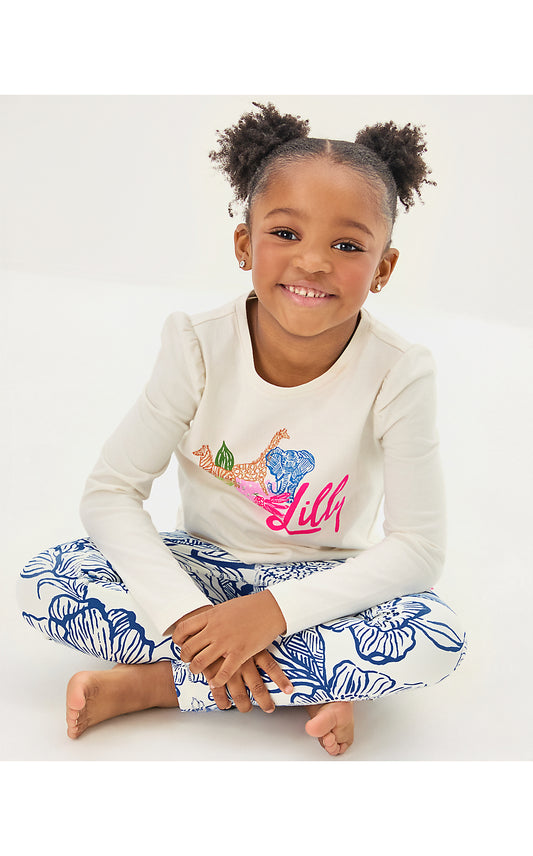 MINI JANSEN LONG SLEEVED DRESS, MULTI ENDLESS ANIMALS SUMMER GRAPHIC CHILDRENS