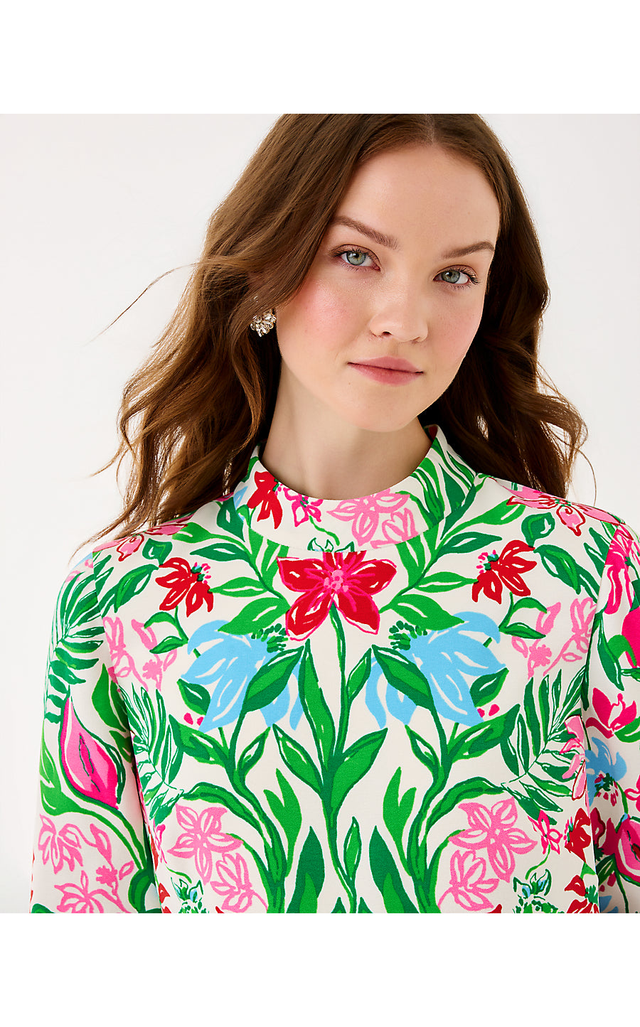 AGNES SKIRTED ROMPER, MULTI GLOWING GARDENS ENGINEERED ROMPER