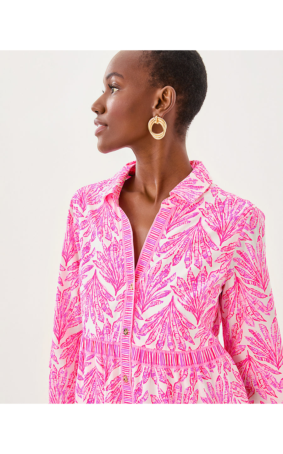 ANGIE DRESS, PINK BLISS SHADY BABE ENGINEERED WOVEN DRESS