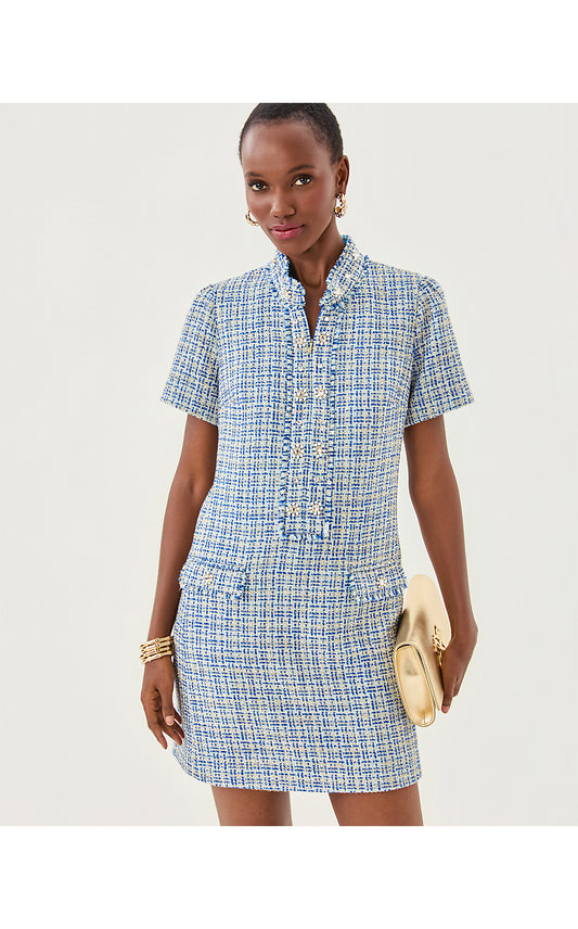 TEDDY BOUCLE SHIFT, TANGIER TEAL OCEAN DEEP LUREX BOUCLE