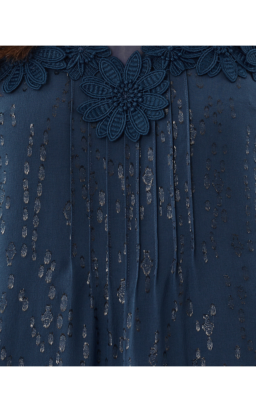 GAIL SILK DRESS, LOW TIDE NAVY FISH CLIP CHIFFON