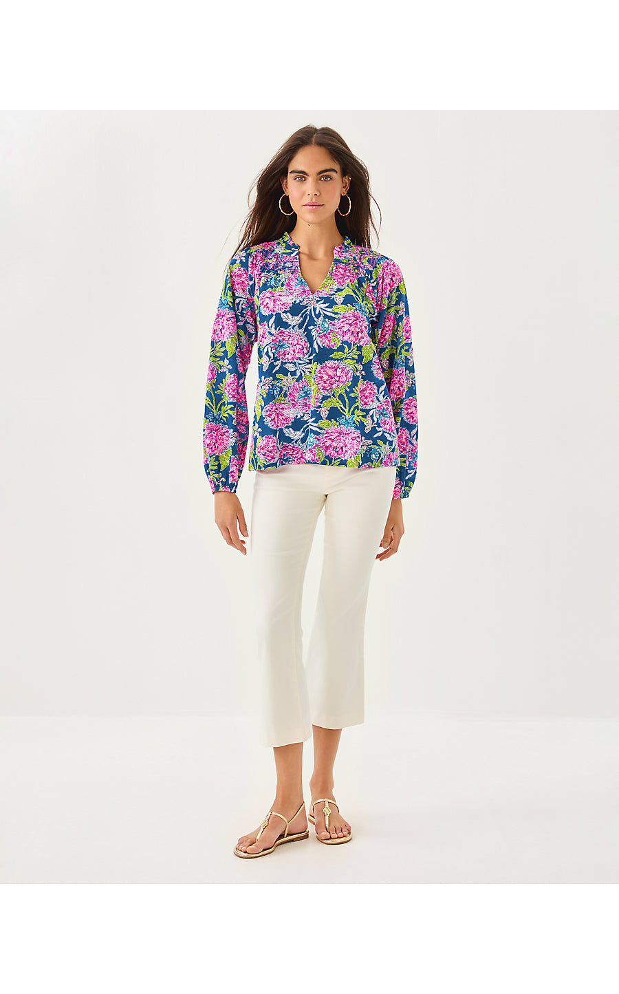 LOURDES LONG SLEEVE TOP, MULTI DAHLIA LICIOUS